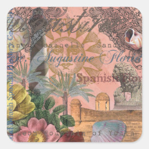 Sticker Carré saint augustine florida voyage art antique