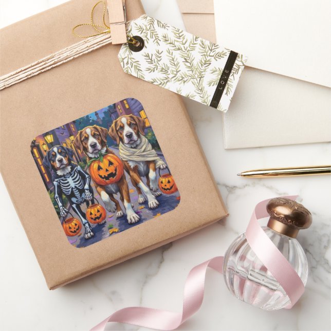 Sticker Carré Saint Bernard Dogs in Halloween Costumes (Cadeaux)