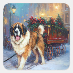 Sticker Carré Saint-Bernard période festive de Noël