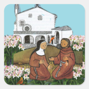 Sticker Carré Saint François et Saint Clare d'Assise