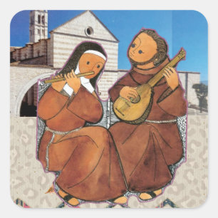 Sticker Carré Saint François et Saint Clare d'Assise