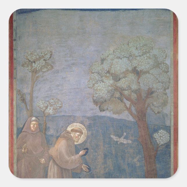 Sticker Carré Saint François Prêcher aux oiseaux, 1297-99 (Devant)