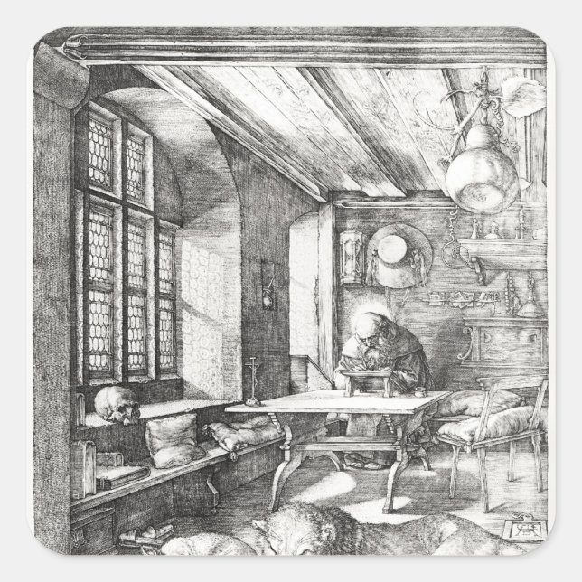 Sticker Carré Saint Jérôme dans son étude, 1514 (Devant)