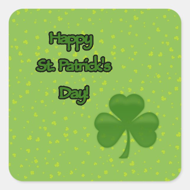 Sticker Carré Saint Patrick, Clovers verts, Clovers chanceux (Devant)