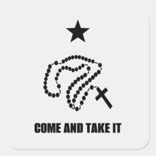 STICKER CARRÉ SAINT ROSARY AVEC ÉTOILE "VENEZ LE PRENDRE"