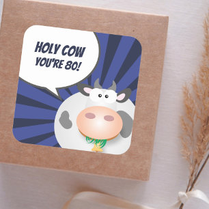 Sticker Carré Saint Vache Vous êtes 80 Mignonne Mignonne Joyeux 