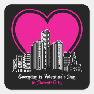 Sticker Carré Saint Valentin à Detroit City