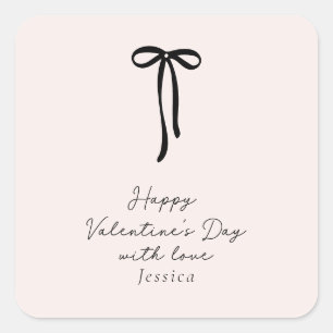 Sticker Carré Saint-Valentin au lait rose élégant