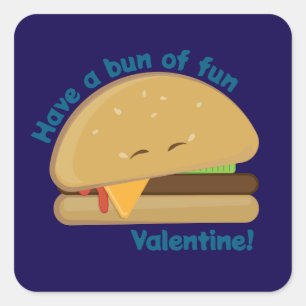 Sticker Carré Saint-Valentin Black Happy Cheeseburger