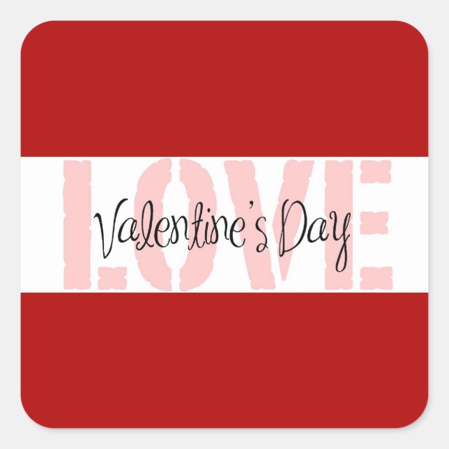Sticker Carré Saint-Valentin cadeaux d'AMOUR Rouge rose blanc (Devant)