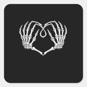 Sticker Carré Saint Valentin Coeur gothique Avec Squelette Mains