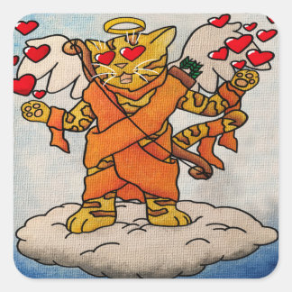 Sticker Carré Saint Valentin Cupid's Love Cat