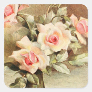 Sticker Carré Saint-Valentin d'amour romantique Roses roses