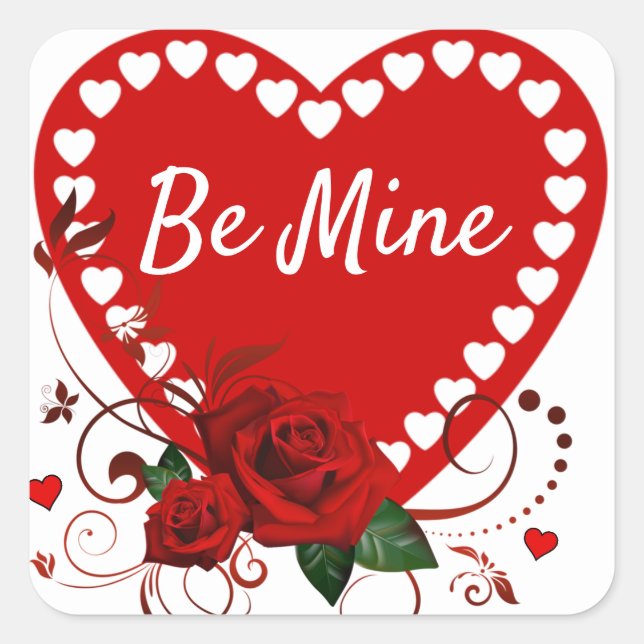 Sticker Carré Saint Valentin Soyez ma préférée Coeur (Devant)