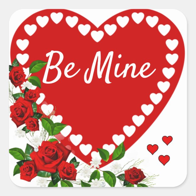 Sticker Carré Saint Valentin Soyez ma préférée Coeur (Devant)