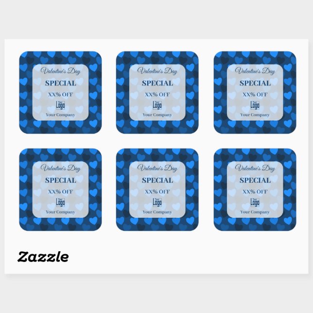 Sticker Carré Saint Valentin Special Blue Marketing Collatéral (Feuille)