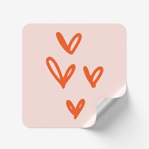 Sticker Carré Saint Valentin's Hearts Love Inspiré rose