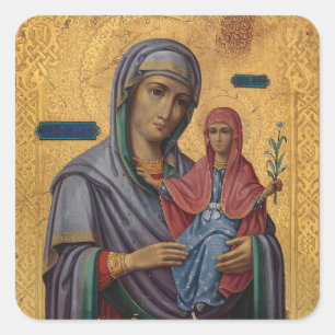 Sticker Carré Sainte Anna avec l'icône orthodoxe Theotokos