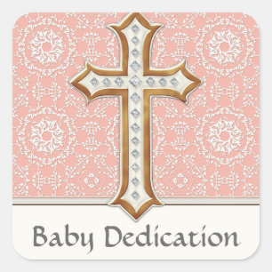 Sticker Carré Sainte Première Communion Gold Croix de dentelle