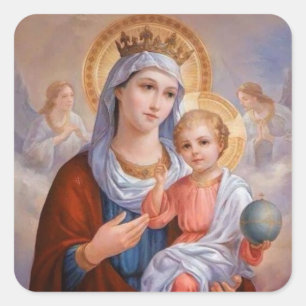 Sticker Carré Sainte Vierge Marie avec Bébé Jésus