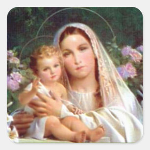 Sticker Carré Sainte Vierge Marie et Enfant Jésus
