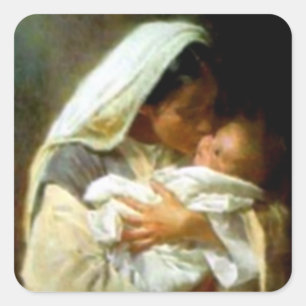 Sticker Carré Sainte Vierge Marie et Enfant Jésus