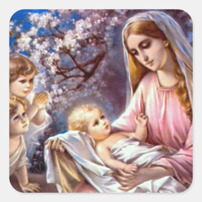 Sticker Carré Sainte Vierge Marie et Enfant Jésus (Devant)