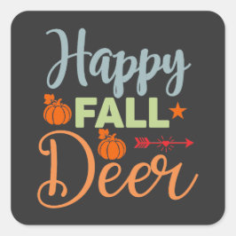 Sticker Carré Saison Automne Happy Fall Deer