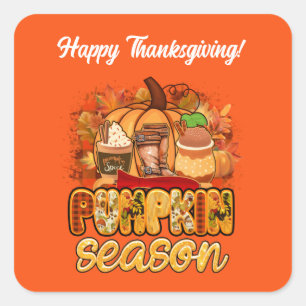 Sticker Carré Saison citrouille Personnaliser d'automne