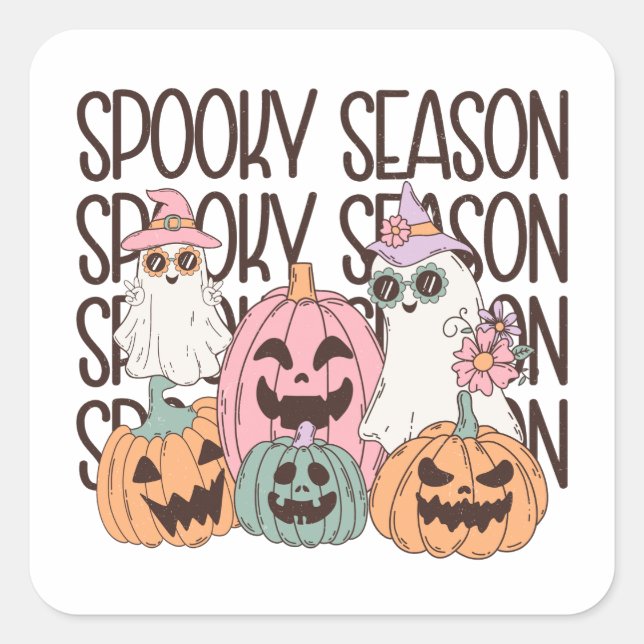 Sticker Carré Saison Éffrayante d'Halloween (Devant)