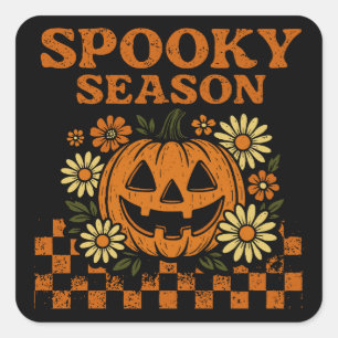 Sticker Carré Saison éffrayante Halloween Citrouille