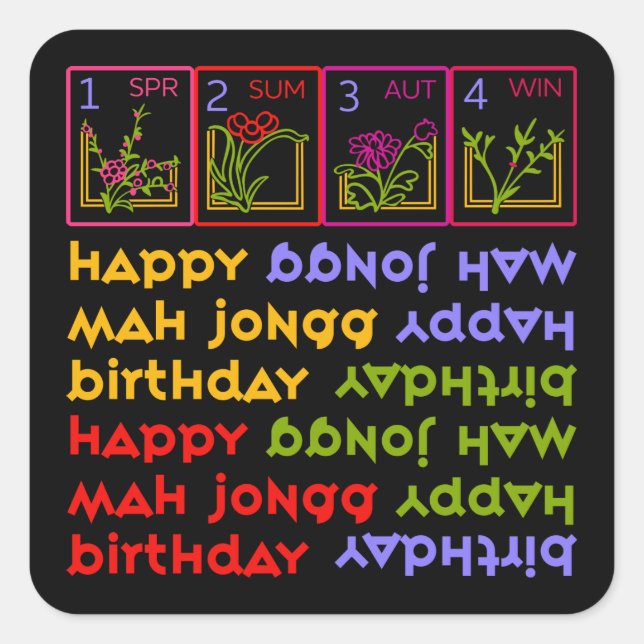 Sticker Carré Saisons Mah Jongg Anniversaire (Devant)