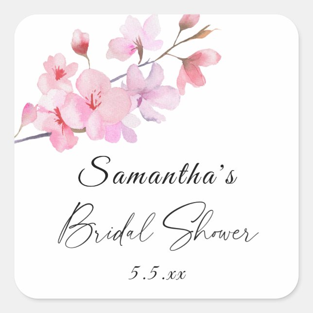 Sticker Carré Sakura - Mariage douche nuptiale (Devant)