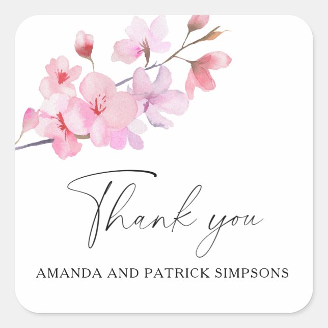 Sticker Carré Sakura - Merci Mariage (Devant)