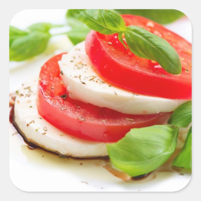 Sticker Carré Salade de Caprese. Tranches de tomate et de (Devant)
