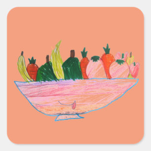 Sticker Carré Salade de fruits humoristique dessin animé