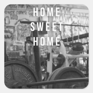 Sticker Carré Salle de gym - Home Sweet Home - Barbell - Entraîn