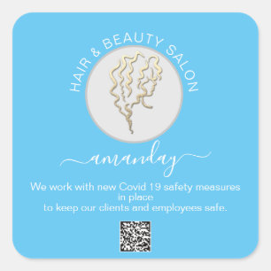 Sticker Carré Salon de beauté Coin cheveux réouverture Logo Coif