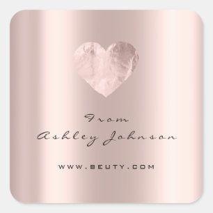 Sticker Carré Salon de beauté Parties scintillant Coeur Rose yeu