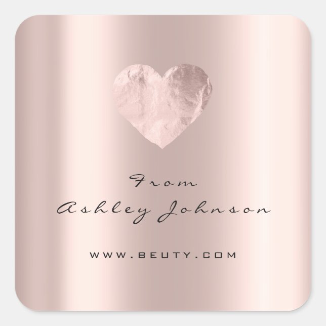 Sticker Carré Salon de beauté Parties scintillant Coeur Rose yeu (Devant)