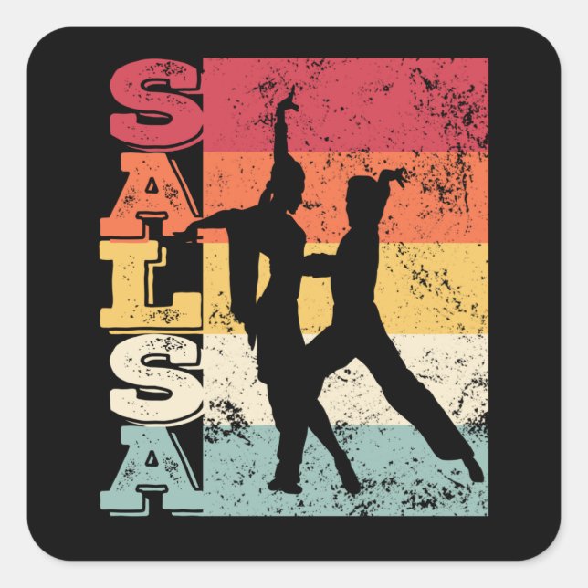 Sticker Carré Salsa Dancing Couple Dance Latino-Américaine Vinta (Devant)