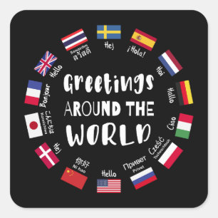 Sticker Carré Salutations à travers le monde - Bonjour dans tout