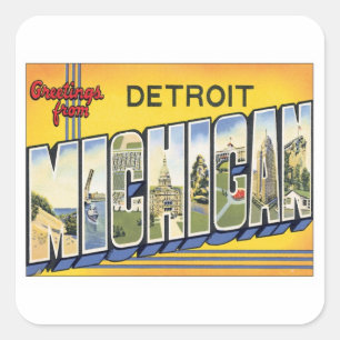Sticker Carré Salutations De Detroit Michigan
