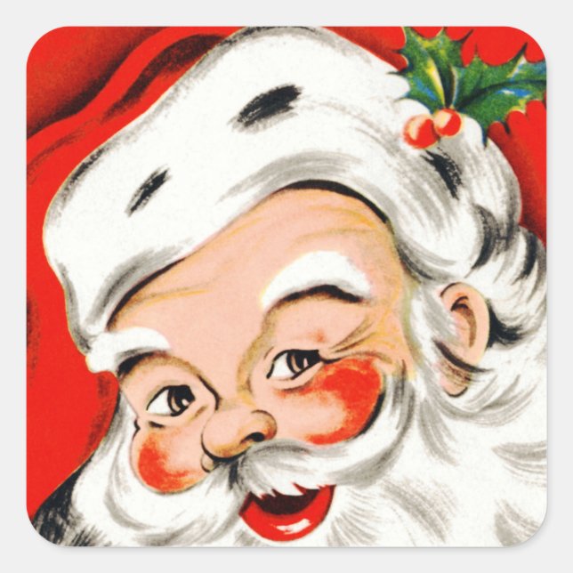 Sticker Carré Salutations de Noël Père Noël (Devant)