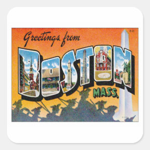 Sticker Carré Salutations Du Massachusetts De Boston