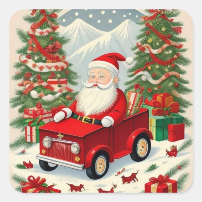Sticker Carré Salutations du Père Noël (Devant)