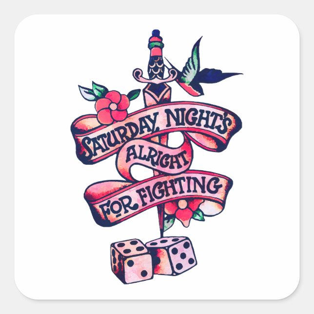 Sticker Carré Samedi soir, ça va pour combattre (Devant)