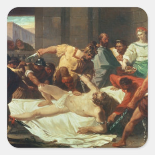 Sticker Carré Samson trahi par Delilah (huile sur toile)