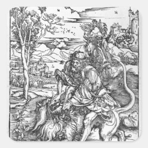 Sticker Carré Samson tuant le lion, vers 1496-98