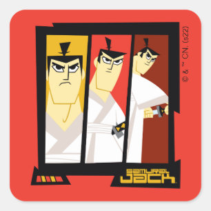 Sticker Carré Samurai Jack Caractère Tri-Panel Futuristic Frame